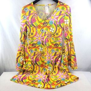 Hippie bell sleeve 60's cosplay costume dress Size small